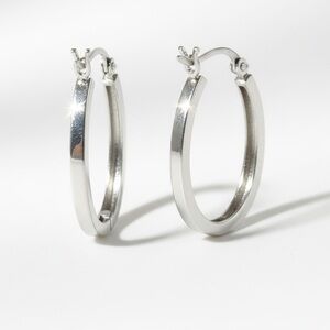 Vintage Silver-Tone Hoop Earrings 90s Minimalist Jewelry Silver Hoops